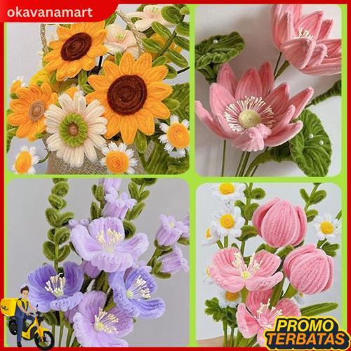 Grosir 100Pcs/30Cm Kawat Bulu Mercy Pastel Mix Kawat Bulu Mainan Anak Craft Diy Kerajinan Tangan Pip