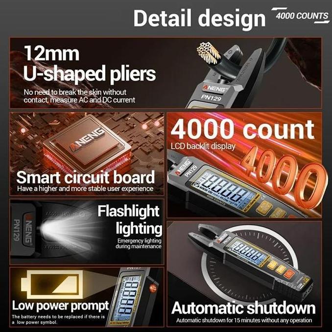 ANENG CLAMP METER DIGITAL MULTIMETER MULTITESTER LCD 4000 COUNT - PN129 SPESIAL