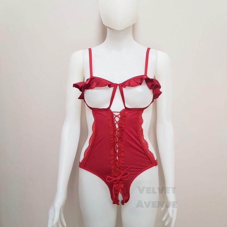 Premium Teddies Lingerie Seksi Bodysuit Open Crotch Bisa Regular Sampai Bigsize Xxl Stretch Hot Mura