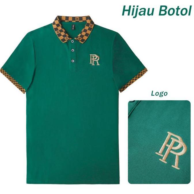 Kemeja Polo Pria Kerah Kotak-kotak Lengan Pendek Bahan Katun Nyaman