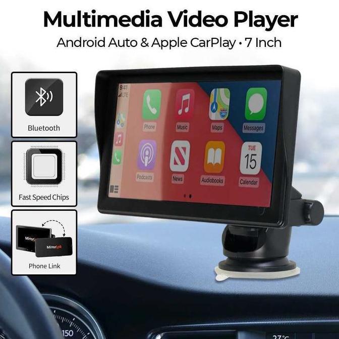 GRANDNAVI LAYAR MULTIMEDIA PLAYER MOBIL 7 INCH IPS TOUCH SCREEN WIRELESS CARPLAY ANDROID AUTO BLUETO