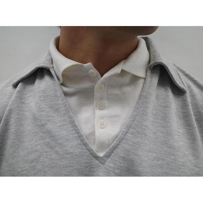 Gimme Layered Polo Sweater in Grey