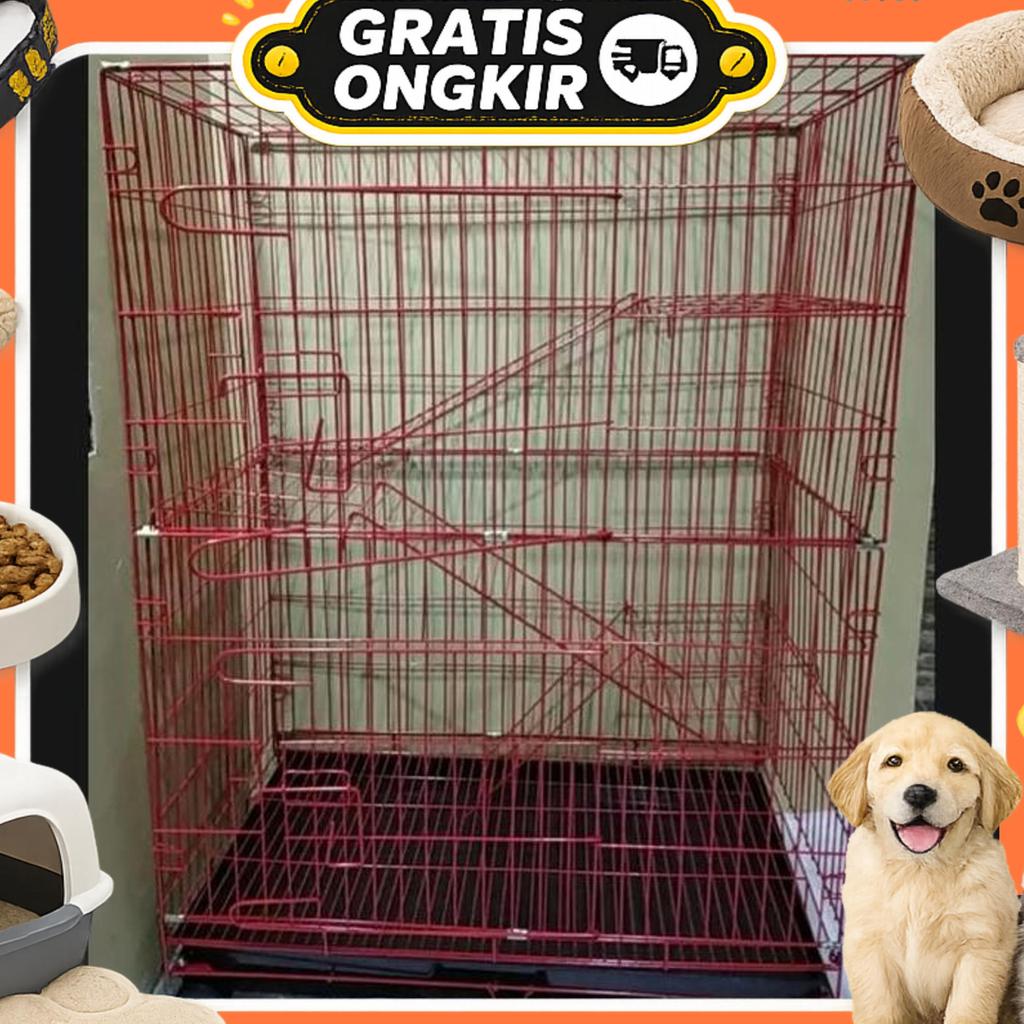 Kandang Kucing Besi Lipat/Kandang Kucing Tingkat Jumbo