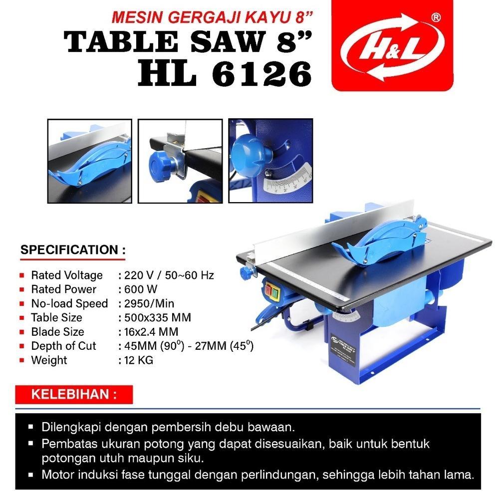 H&L Mesin Table Saw 8 Inch / Meja Potong Kayu 8' + Mata Circular Saw terlaris