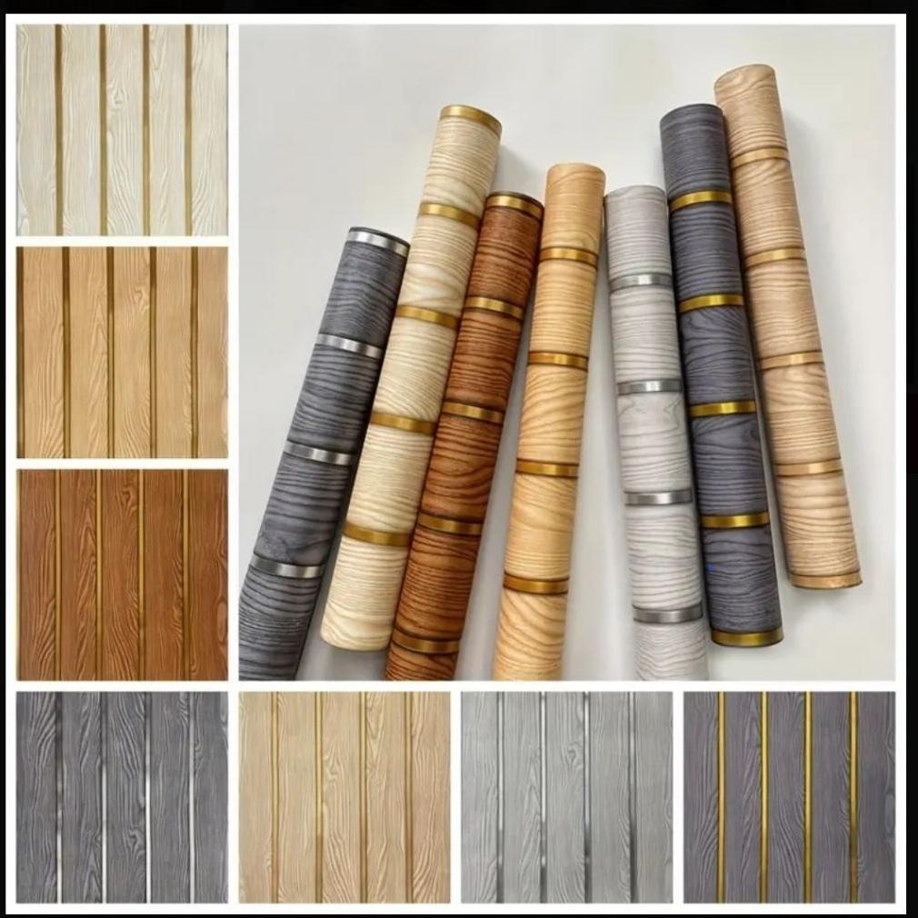 ORIGINAL Wallpaper Dinding 3D Panel Kayu NEW AESTHETIC ELEGAN 7 s/d  8 M x 45 CM 1 ROL