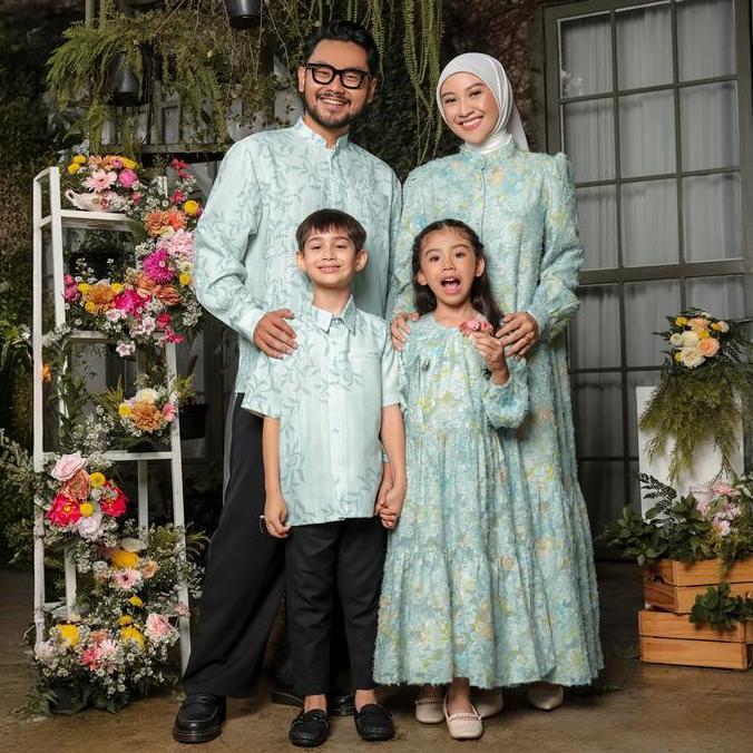 NEW ZM ZASKIA MECCA - SARIMBIT FAMILY SET 2 - LILYA SENJA | GAMIS WANITA | KEMEJA KOKO PRIA ANAK ORI