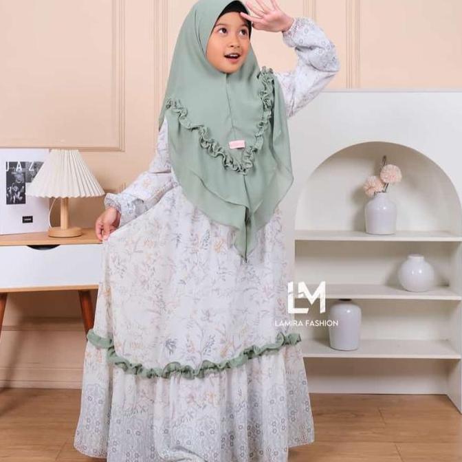 NEW GAMIS ANAK PEREMPUAN BAJU MUSLIMAH KANAYA SERIES SET KERUDUNG SYARI 2LAYER BY LAMIRA FASHION ORI