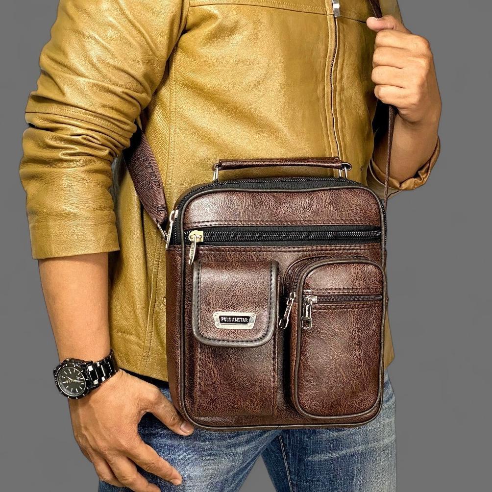 ORIGINAL Tas Selempang Pria POLO AMSTAR Original Slingbag Kulit Tas Kantor Tas Selempang Bahu