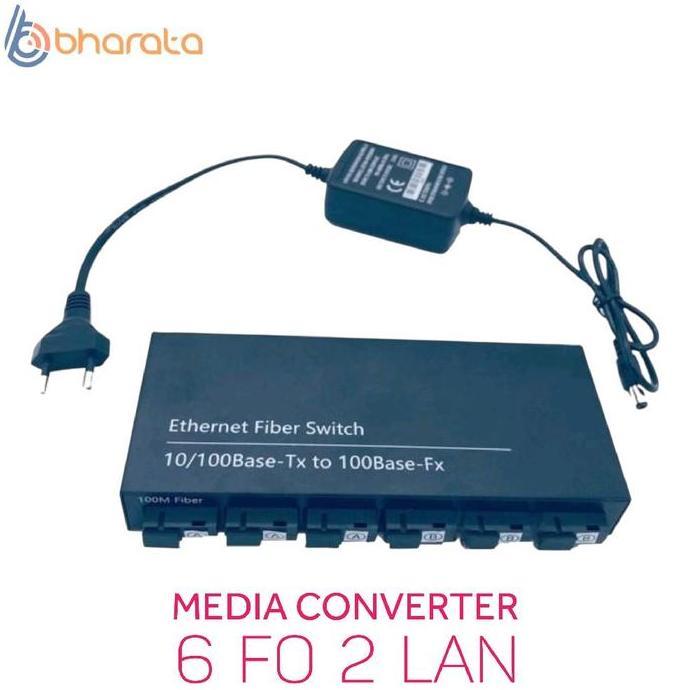 Media Converter 6 FO 2 LAN POE Fiber Switch 6 SC 6 Port FO 10/100 Mbps | B6F2EC - 3A3B
