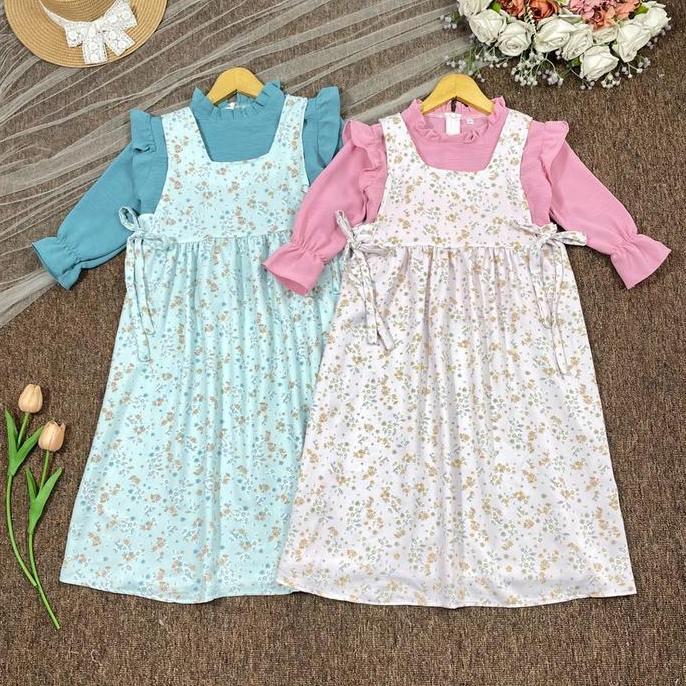 NEW 4-8TH GAMIS LEBARAN ANAK PEREMPUAN GAMIS ZANIA 2IN1 OUTER ORI