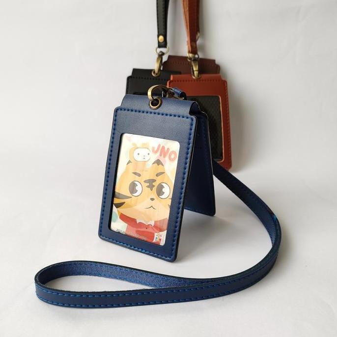 Dompet Id Card Holder Kulit Name Tag Flip.
