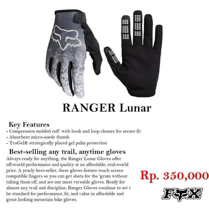 Glove Fox Ranger Lunar Grey Gloves - Sarung tangan sepeda full finger original