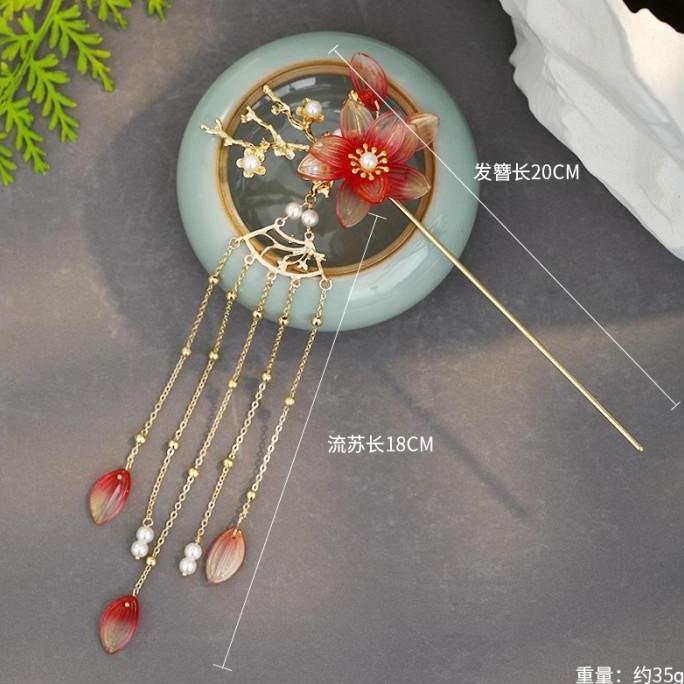 Tusuk Konde Aksesoris Rambut Sangjit Sanggul Hairpiece Pengantin Cina