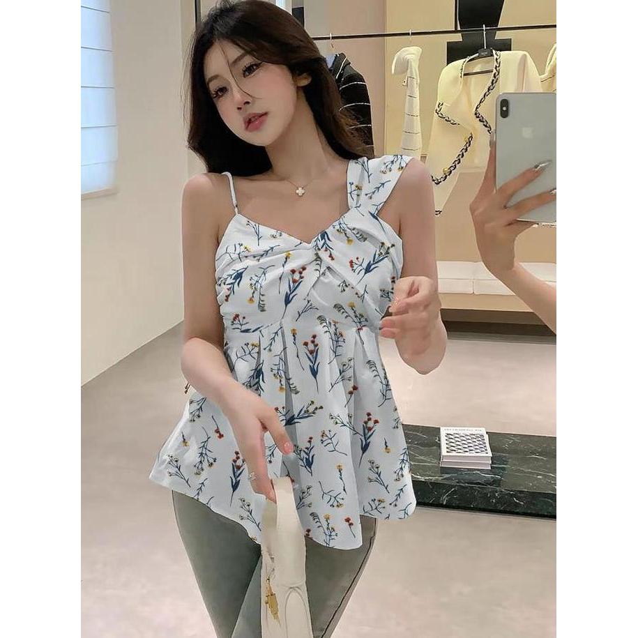 NANAMO FLOW BLOUSE WANITA KOREA PAKAIAN ATASAN WANITA MOTIF BUNGA BAJU BLOUSE WANITA KOREA OUTFIT PA