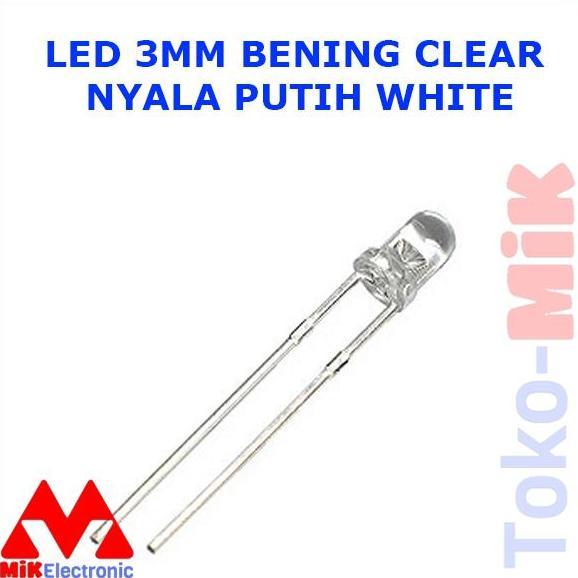 Led M 3 Mm Bening Clear Nyala Warna Putih White