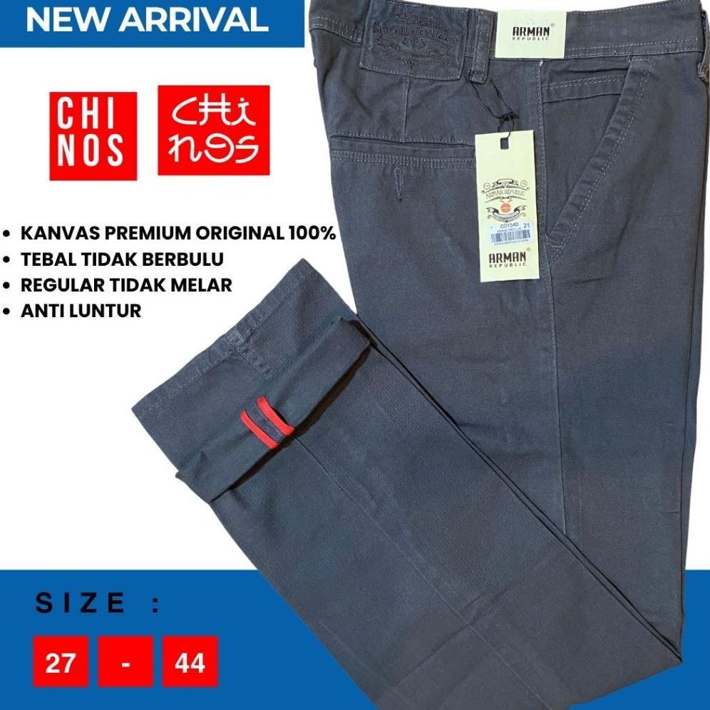 Recommended Celana Panjang Chinos Pria Reguler Fit Katun Canvas Tebal Premium Original 100% Arman Re