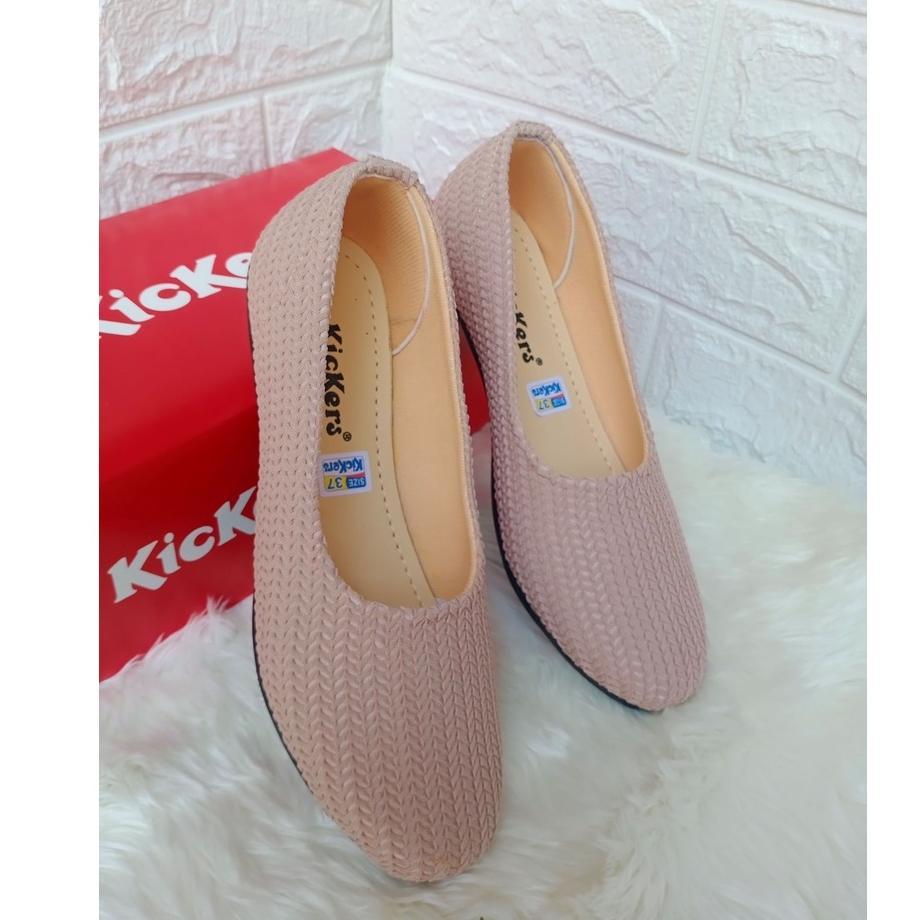 Grade Ori Sepatu Kickers Flatshoes Wanita Bahan Rajut Impor