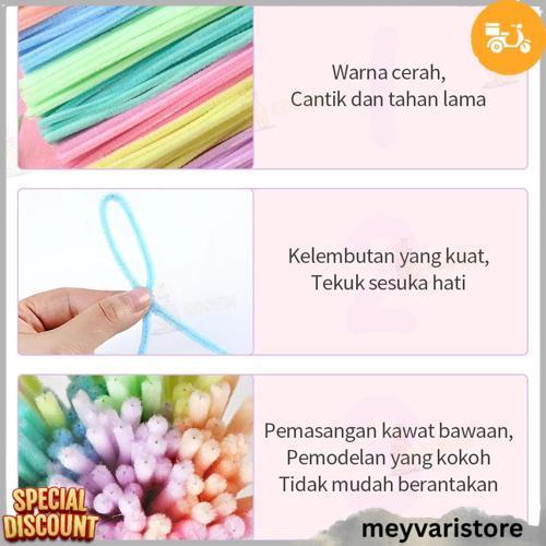 Grosir 100Pcs/30Cm Kawat Bulu Mercy Pastel Mix Kawat Bulu Mainan Anak Craft Diy Kerajinan Tangan Pip