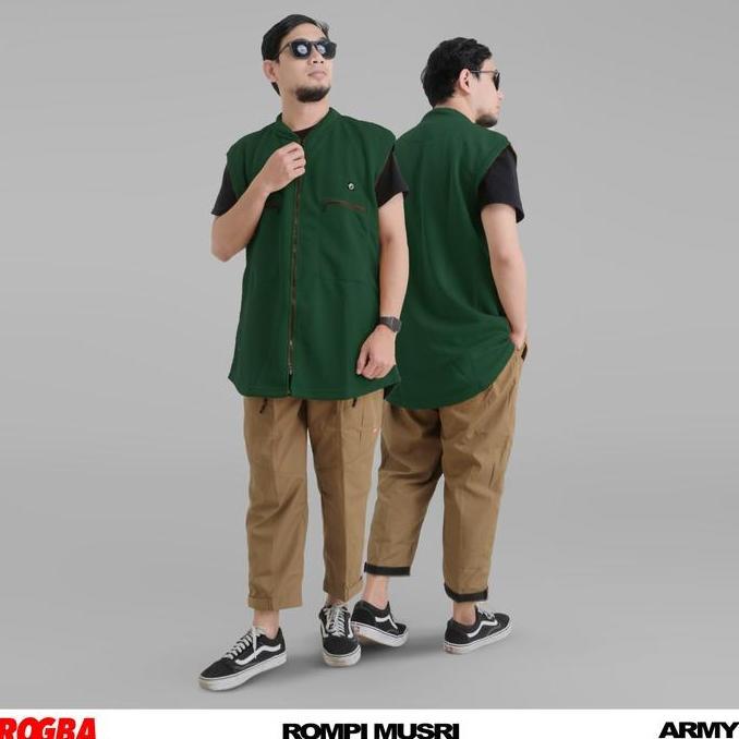 Rompi Musri ROGBA Army Rompi Motor Pria Muslim Bahan Fleece Diamond Tebal Hangat Rompi Sholat M-3XL