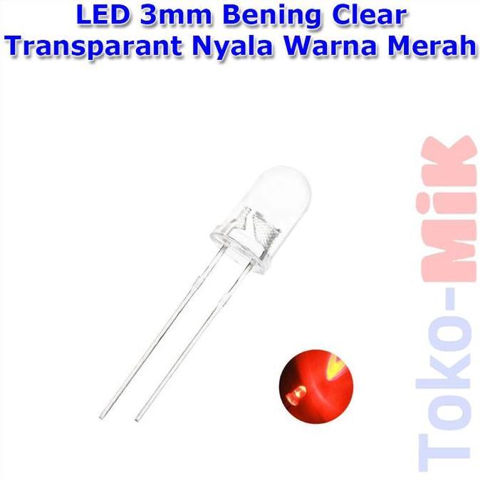 Led M 3 Mm Bening Clear Transparan Nyala Warna Merah Red