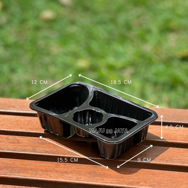 NEW MIKA BENTO MINI (S) TEMPAT MAKAN LUNCH BOX BENTO HITAM + TUTUP FOOD GRADE | BOX BENTO SEKAT 4 UK