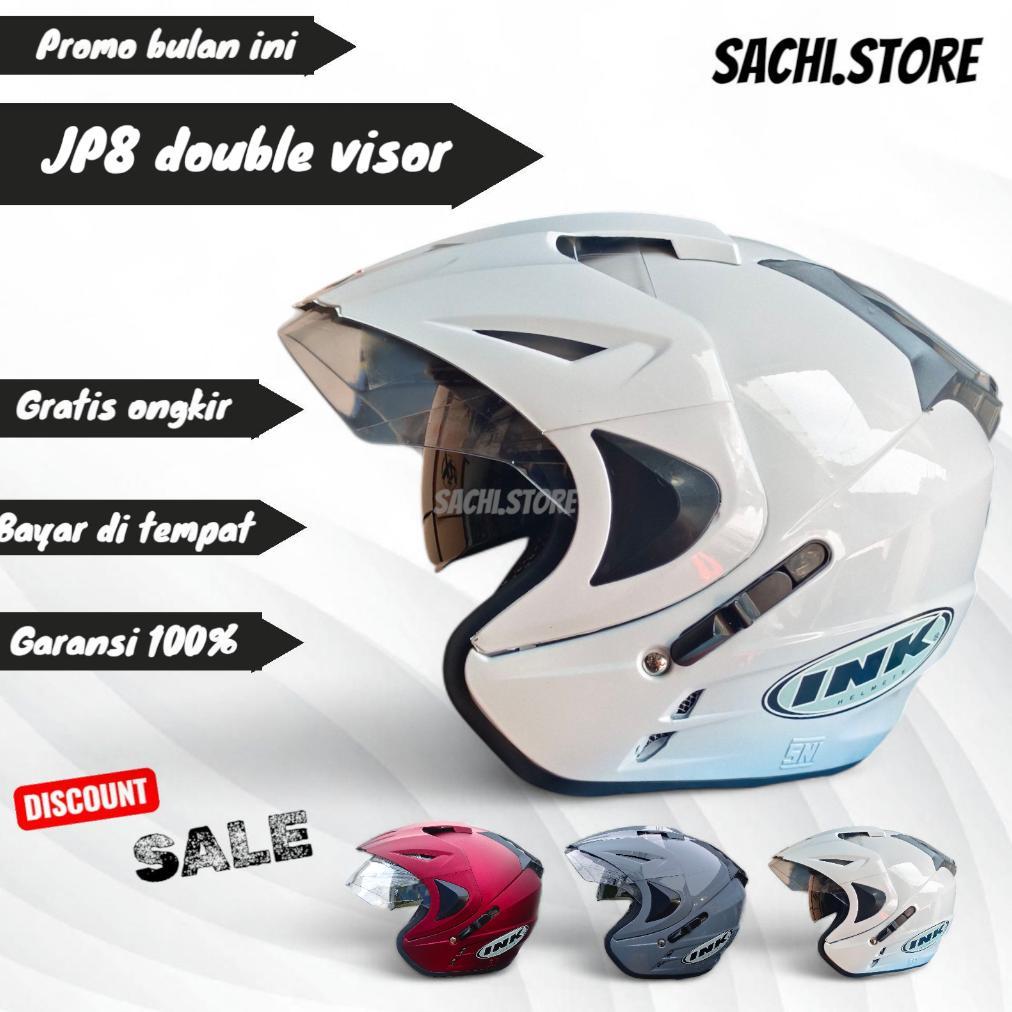 New Deals Helm Ink Double Visor Jp8 Helm Sni Free Sticker / Helm Jp8 Double Visor ( Bukan Ink Ori )