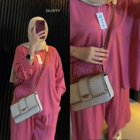 promo one set polos oversize terbaru rayon twill premium setelan kemeja kulot wanita kekinian