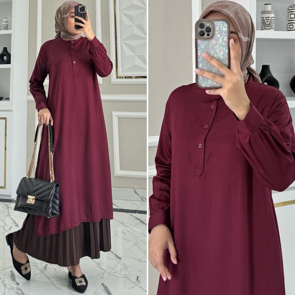original kalea tunik by zalfa outfit / long tunik rayon twill polos premium