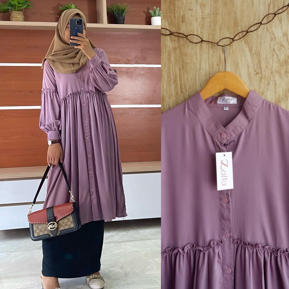 ORIGINAL ANGGUN tunik by ZALFA OUTFIT / Baju Atasan Wanita muslim Tunik basic polos rayon twill prem