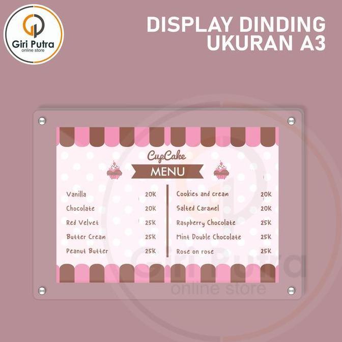 Display Dinding Akrilik / Frame Akrilik / Stand Poster Akrilik Ukuran A3