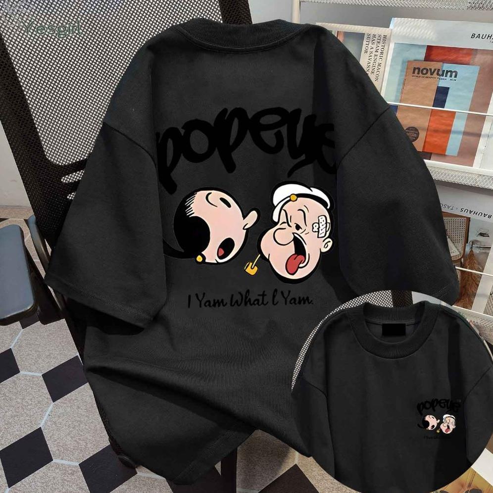 OFFICIAL YESGIRL KOREA STYLE CARTOON POPEYE PRINT KAOS KASUAL LONGGAR| KAOS OVERSIZE WANITA | FASHIO