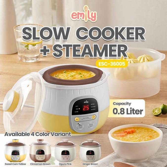 lutfi_andina25 - elek110 slow cooker emily porridge cooker & steamer 0,8 liter  esc36005