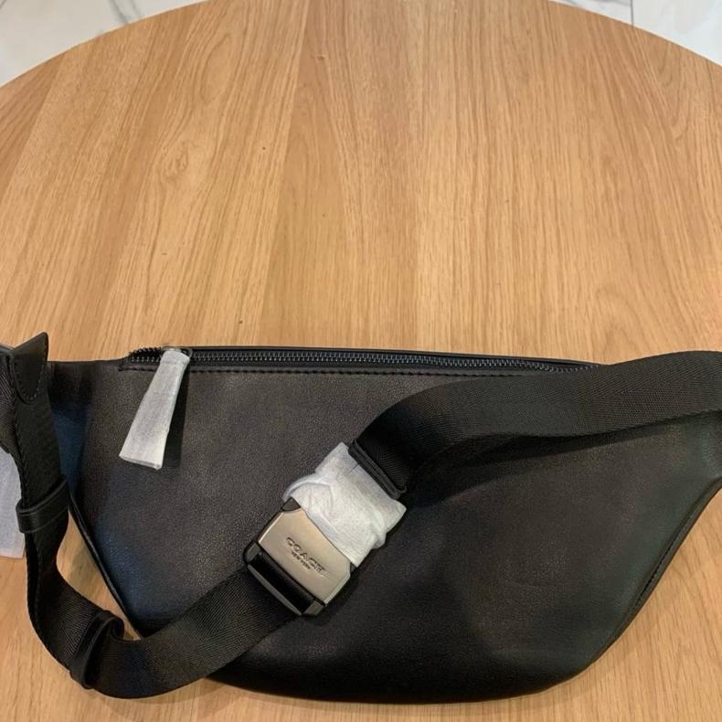 HOT SALE Warren Belt Bag in Signature Canvas F78777 Waistbag Pria Hitam with Metal Clip FULLSET