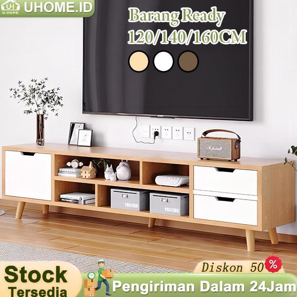 Meja TV 140CM Rak TV Minimalis Modern Kabinet TV Kayu Serbaguna Buffet TV Murah Awet