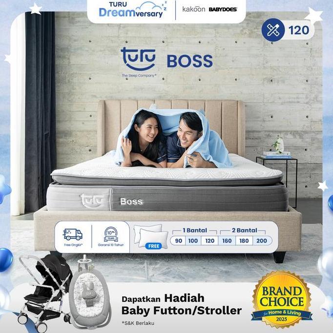 Kasur Pocket Spring Bed TURU BOSS ukuran 120x200 (Double) FREE BANTAL