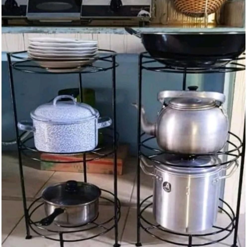 Rak Tempat Panci Wajan Dan Ceret Aesthetic 3 Susun