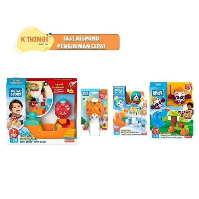FISHER PRICE Mega Bloks Peek a Blocks Penguin Slide 14 Pcs ORI 1+ Mainan Edukasi Balita