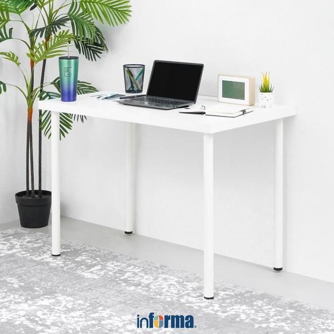 Informa Berka 100 cm Meja Kantor - Putih Meja Kerja Belajar Minimalis Laptop Meja Ruangan