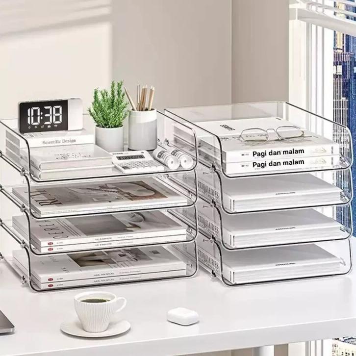 BEST SELLER MEITAITAI RAK DOKUMEN TRANSPARAN FILE BOX DOKUMEN RAK BUKU DESK ORGANIZER BOX FILE ORGAN