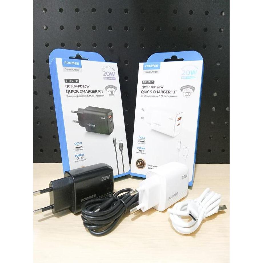 TERLARIS TRAVEL CHARGER TYPE C 20W FOOMEE FR117-C CHARGER SET TYPE C QC 3.0A