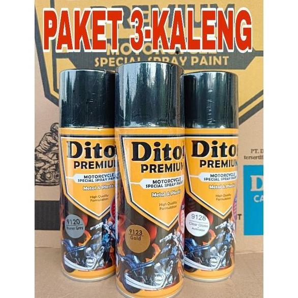 Murah Paket 3 Kaleng Pilok Pilox Cat Semprot Diton Premium Gold 9123 Pilok Warna Gold Rcb 400Cc