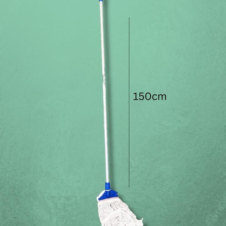 Mop Pel Set Komplit Kain Putih Premium / Tongkat + Frame + Kain Mop Pel Gagang Dorong