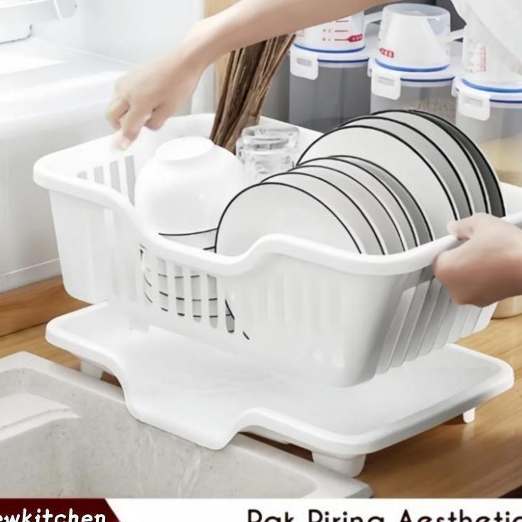 Keranjang Piring Rak Cuci Piring Westafel Rak Pengering Piring Plastik Minimalis Dengan Tirisan Air