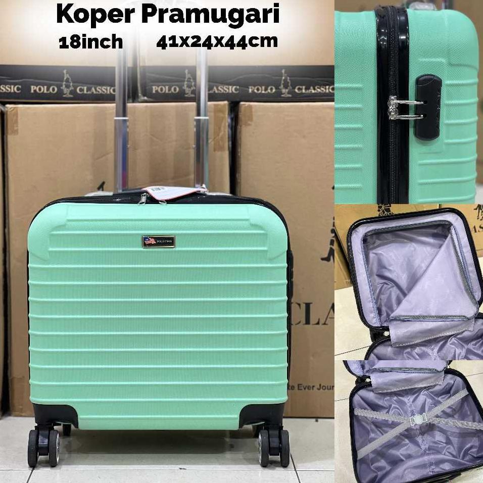 Koper Kabin Fiber Polo Twin 18 Inch Roda 4 Putar Kunci Kombinasi / Koper Pilot / Koper Pramugari