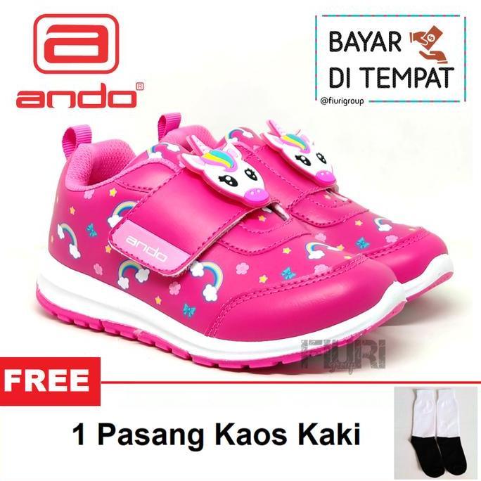 FIURI - ANDO ORIGINAL -  ELINA VELCRO 29-32 PINK - SEPATU SNEAKERS KANVAS SOL KARET ANAK KECIL PEREM