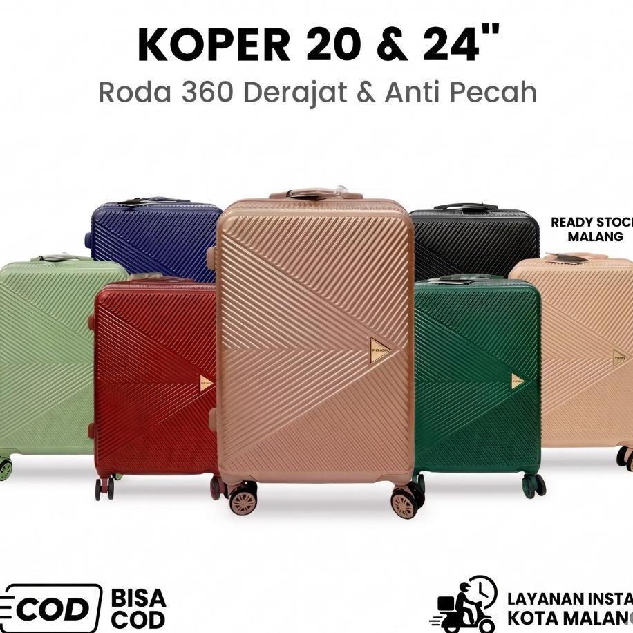 Instan Kota Malang Koper Polo Original Bahan Abs Tebal 4 Roda Putar 20 24 Inch Stylish