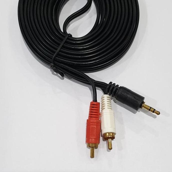 Flaro- Kabel Audio Aux To 2 Rca - Jack / Jek 3.5" To 2 Rca Panjang 10 Meter