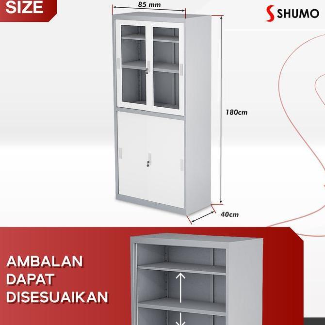 Carta- Lemari Arsip Besi 2 Pintu Sliding Pintu Kaca|Kantor|Sleding Geser File