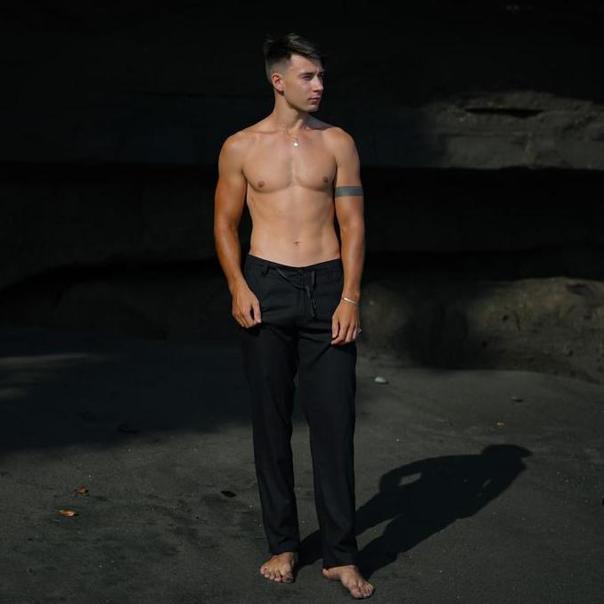 Celana Panjang Pria Linen Hitam Celana Pantai Linen Black Linen Trouser Pants Beachwell Bali