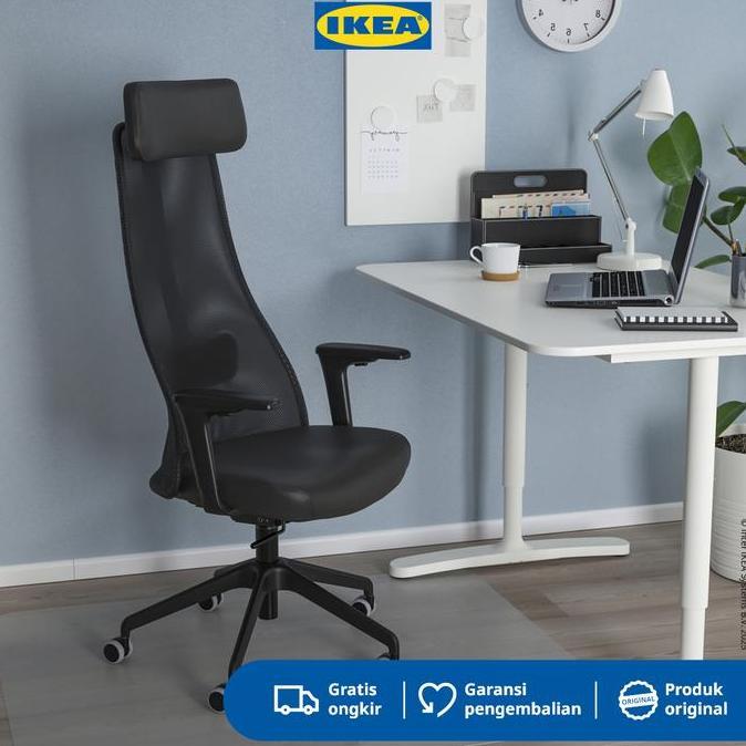 IKEA JARVFJALLET Kursi Kantor Dengan Sandaran Tangan Minimalis Hitam